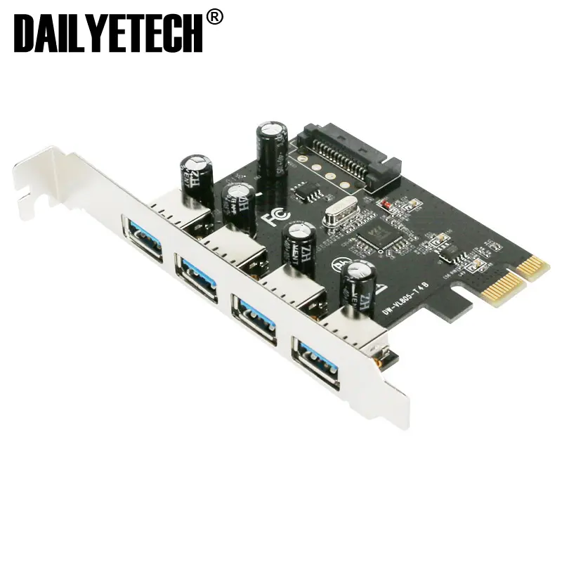 Pcie To USB 3.0 HUB Adapter 4 Port USB3.0 Expansion Card with VIA 805 Chip Converter Extension Sata Cable for Computer