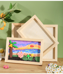 2024 tinh tế gỗ rắn siêu nhẹ đất sét tác phẩm nghệ thuật hiển thị Khung vật liệu thủ công trẻ em vẽ khung gỗ - Product Image 4