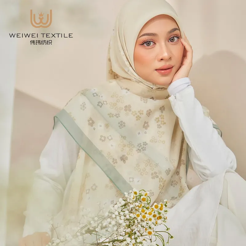 Venta al por mayor de diseño personalizado liso impreso cuadrado tudung mujeres musulmanas algodón gasa bufandas étnicas chales hijab