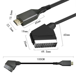 高清数字视频HDMI至模拟视频和左/右音频适配器支持DVI阴极射线管/VHS/DVD CVBS播放电视HDMI至SCART转换器 - Product Image 5