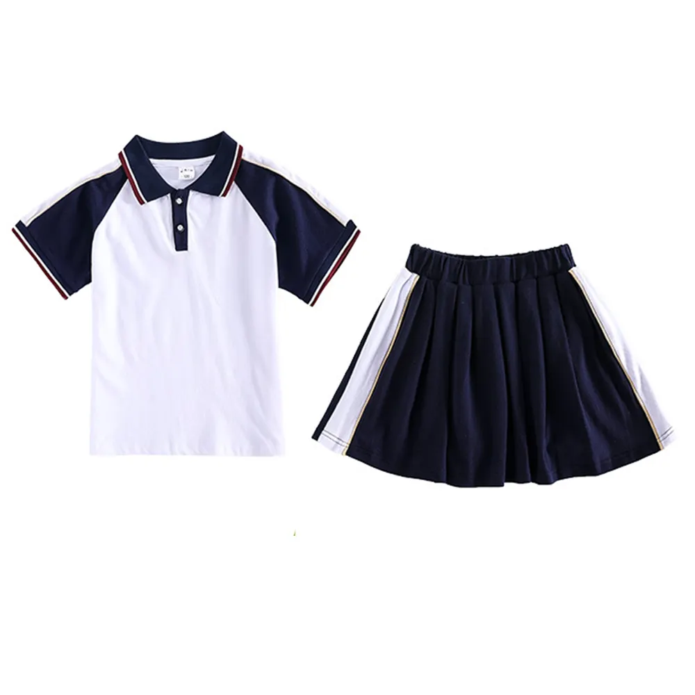 Chándales escolares de buena calidad, uniforme escolar de manga corta y larga para niños
