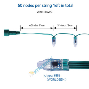 Ktrlight พิกเซล LED ดิจิตอล RGB กันน้ำ12มม. 9883 IC พิกเซลสีเต็มจอ LED โมดูลไฟ - Product Image 2
