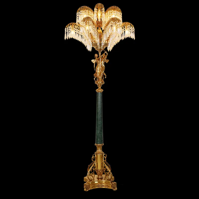 Jewellerytop, iluminación de diseño francés, lámpara de pie de latón de lujo, lámpara de pie de Palma victoriana Vintage para Villa