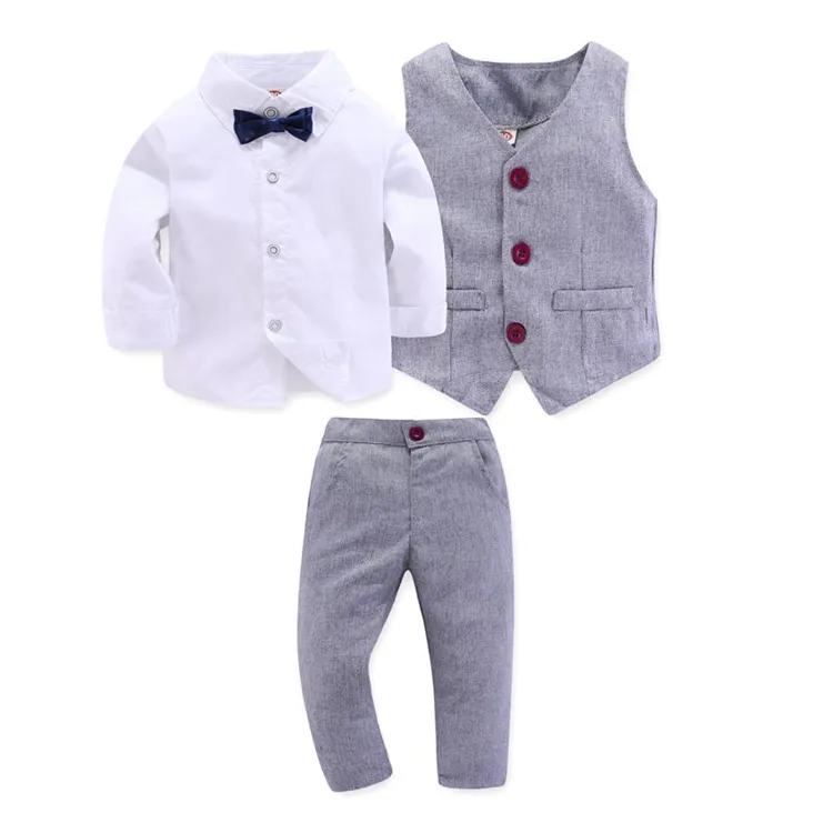 BSL89 3 pcs suits Baby Boy Clothes New Christening Formal Party Bodysuit Outfit Gift long Sleeve autumn