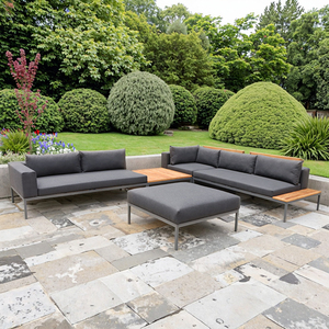 Meilleures ventes de canapés modernes en bois de teck pour l'extérieur avec coussin imperméable, meubles de jardin - Product Image 1