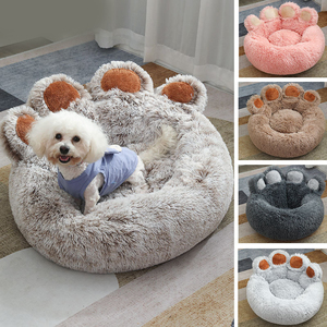 Hoge Kwaliteit Cartoon Beer Paw Pluche Huisdier Kennel Winter Warm Xl Hondenbed Diep Slaap Kattenbed Groothandel Dierbenodigdheden Ademende Doek - Product Image 1