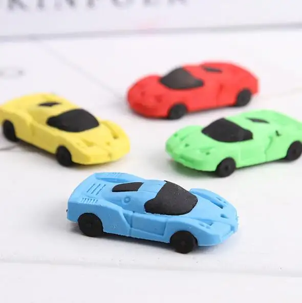 Fashion stationery promotional novelty removable 3D cartoon car shaped rubber eraser
