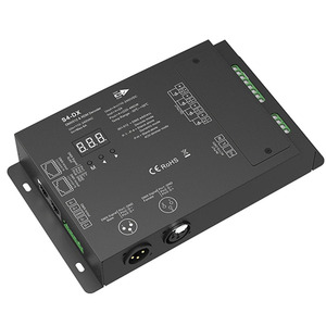 S4-DX 110-240VAC 4 canali LED striscia DMX512 & RDM 512 Display digitale decodificatore PWM DMX Controller con terminale verde XLR3 RJ45 - Product Image 1