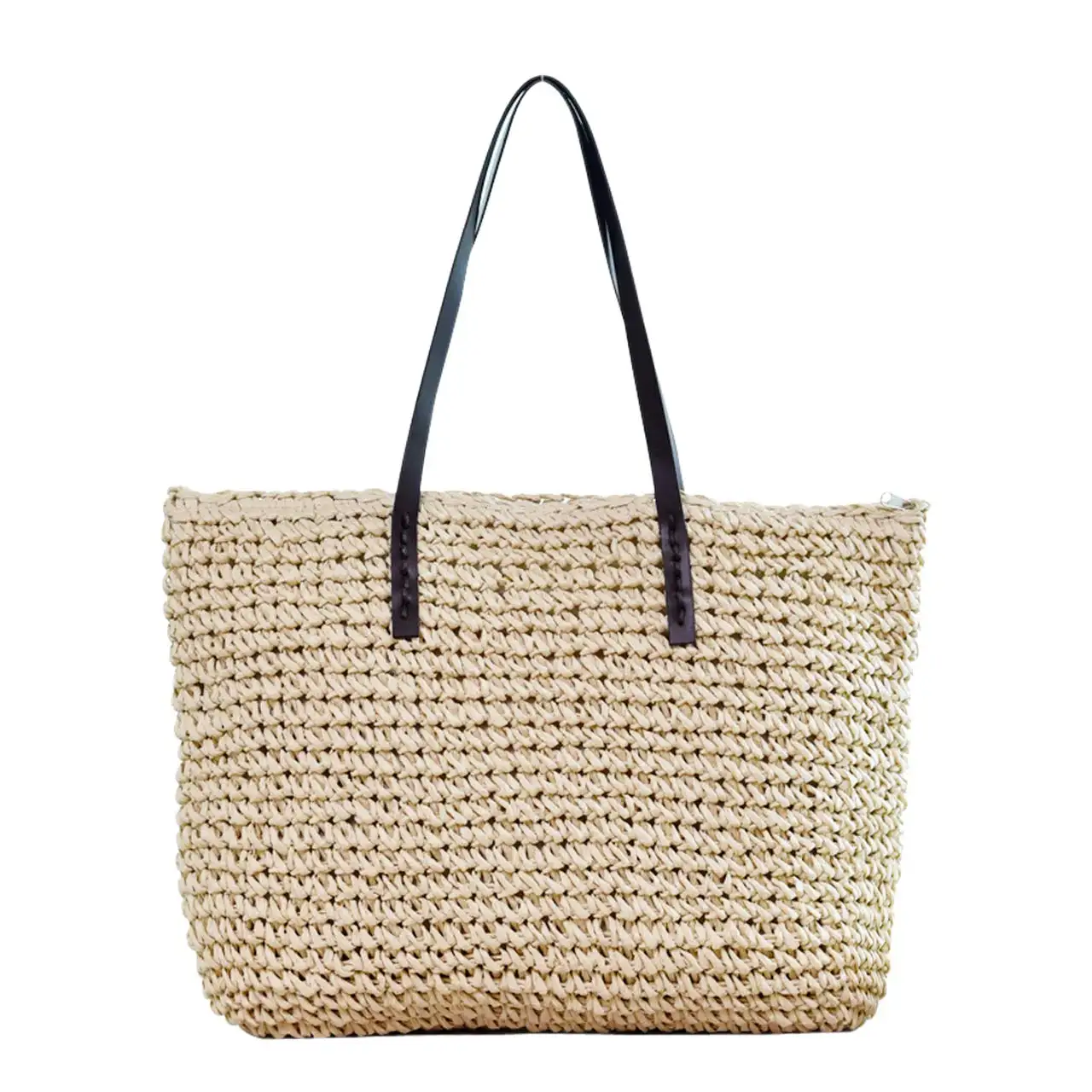 Custom Women Straw Shoulder Bag Purse Straw Handbag Woven Tote Large Beach Handmade Weaving