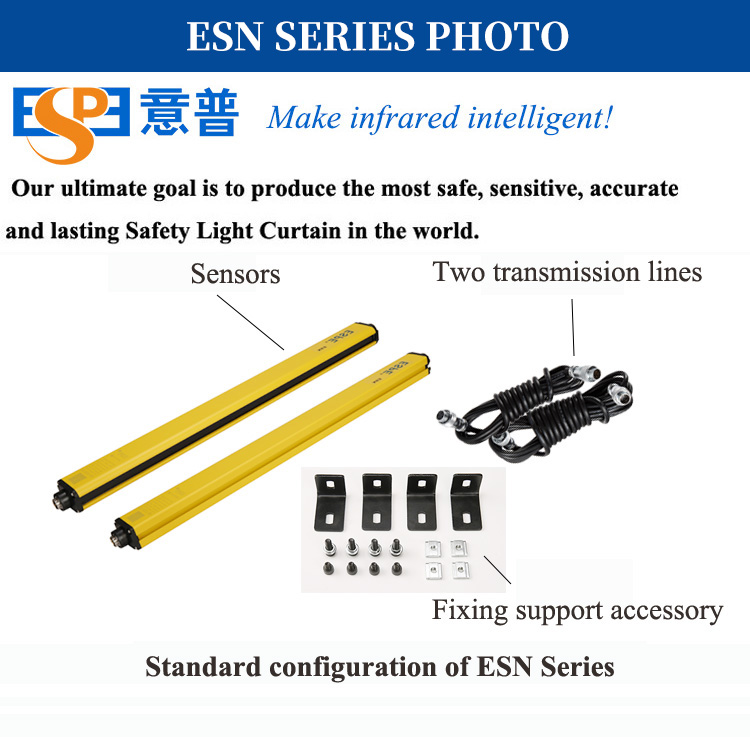 ESN0810 Photosensitive Relay Output Security Barrier Industrial Finger Protection Safety Light Curtain Sensor