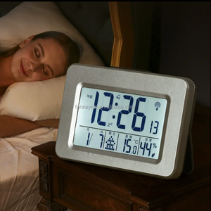 2025 sản phẩm hot Big LCD thời gian hiển thị đài phát thanh điều khiển bảng kỹ thuật số/Đồng hồ treo tường với nhiệt độ độ ẩm - Product Image 4