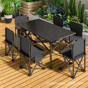 โต๊ะพับม้วนไข่แบบพกพาเก้าอี้ทรงดวงจันทร์ที่มีพนักพิงสูงที่ทันสมัย2-Seater เหล็กตั้งแคมป์กลางแจ้งบาร์บีคิวติดในรถ - Product Image 3