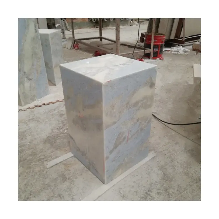 Đá Cẩm Thạch Pha Lê Màu Xanh Bóng Đá Onyx Bảng Top Cube Cơ Sở Sóng Flucted Carrara Đá Cẩm Thạch Phân Bệ Đứng Plinth Side Bảng