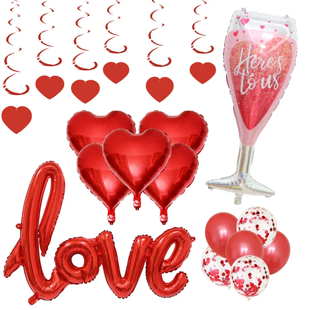 Bouquet de ballons de saint-valentin en forme de cœur, kits de ballons en aluminium pour anniversaire, décoration de fête de mariage