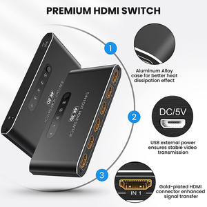 <strong>hdmi</strong> 2.1 5 in 1 Out <strong>Switch</strong> with 5 Walt Adopter 4k <strong>hdmi</strong> Splitter Cable Multi <strong>Switch</strong> Switcher Hub <strong>hdmi</strong> <strong>Switch</strong> Splitter 5 in 1