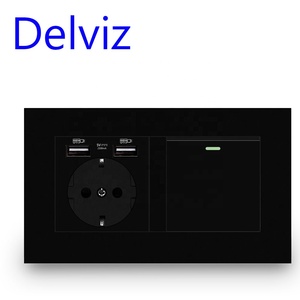 Delviz 1 Gang 2路欧洲16A灯开关，电源双插座，欧盟标准墙壁插座，带5V 2100毫安USB充电端口 - Product Image 3