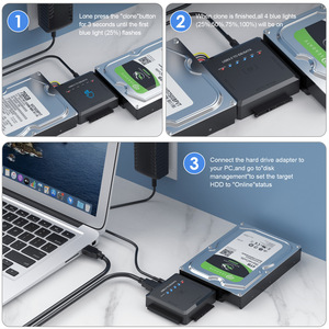 USB3.0 IDE/SATA dönüştürücü için tek tıklama yedekleme ile 2.5/3.5 sabit diskler 3A hızlı şarj örgülü koruyucu PVC ceket - Product Image 2