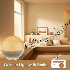 FM Radio Smart Alarm Clock Speaker with Ambient Light Sunrise Wake up Light Bedroom LED Light Reading LED <strong>Lamp</strong> for Tiktok,Ebay - Product Image 3