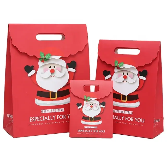 Customized Size Full Color Printing Christmas Festival Shopping Gift Coated Paper Bag Mass In Stock Ready To Ship Paper Bag