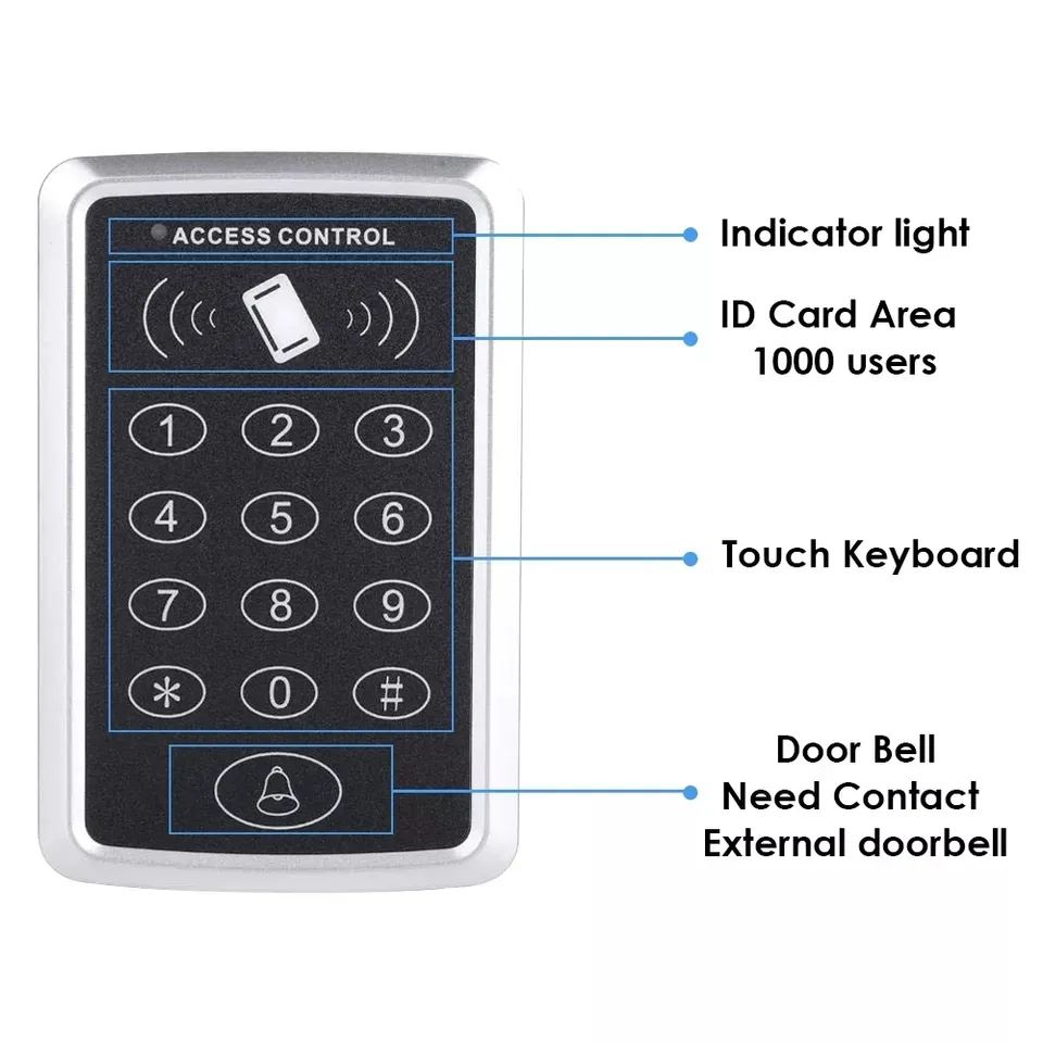 암호 디지털 패널 액세스 컨트롤러 EM ID 카드 독립형 컨트롤러 도어 잠금 플라스틱 키패드 RFID 액세스 제어 시스템