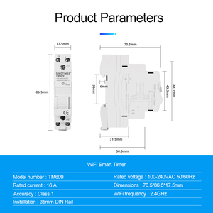 TM609 16mm WiFi Smart Timer Schalter 100-240V 16A DIN Schiene Fernbedienung & Timing - Product Image 4