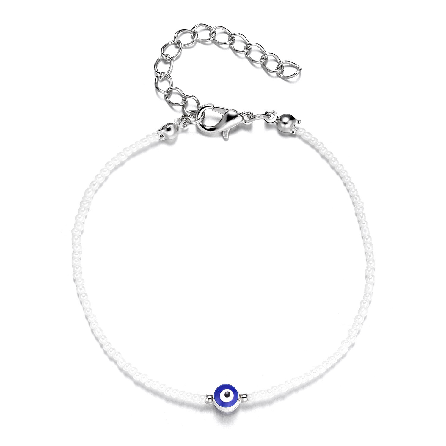 Blue eyes white rice beads