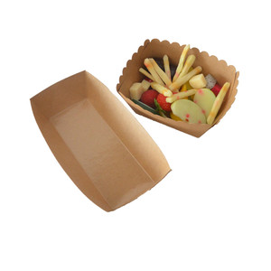 一次性牛皮纸薯条托盘矩形船形纸食品托盘 - Product Image 5