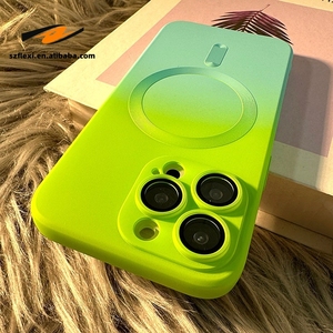IPhone用高級磁気ワイヤレス充電グラデーションパターン電話ケース11 12 13 14 15Pro MaxPlusソフト磁気シリコンカバー - Product Image 1