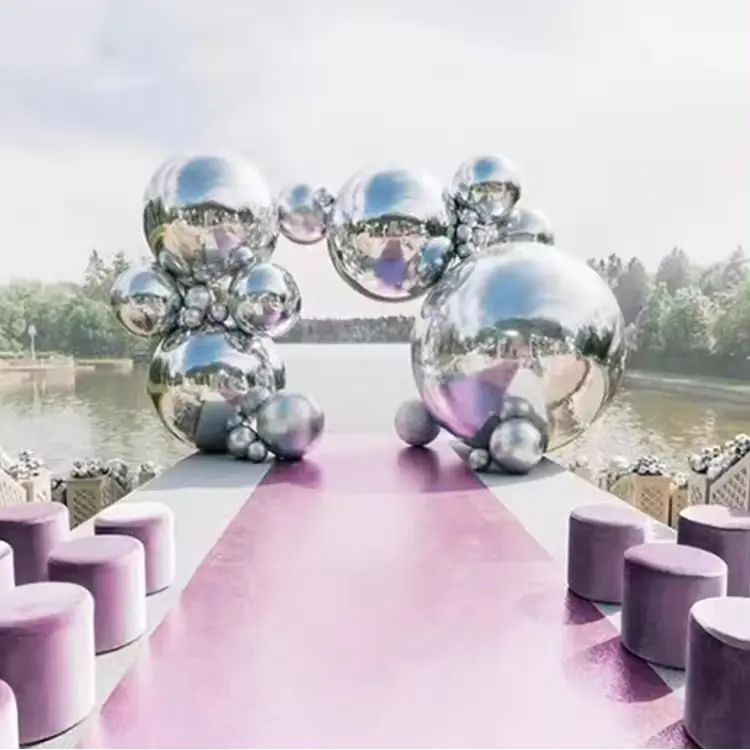 Vente en gros Boule à miroir gonflable de décoration de mariage Boules à miroir personnalisées géantes en pvc en métal disco fête événement