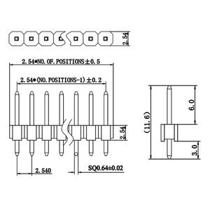 Stapelbare pin header 2,54 mm 2,0 mm pitch 1x6 2x8 180 graden recht <span class=keywords><strong>Arduino</strong></span> board-to-board mezzanine mannelijke vrouwelijke voedingsconnector - Product Image 2