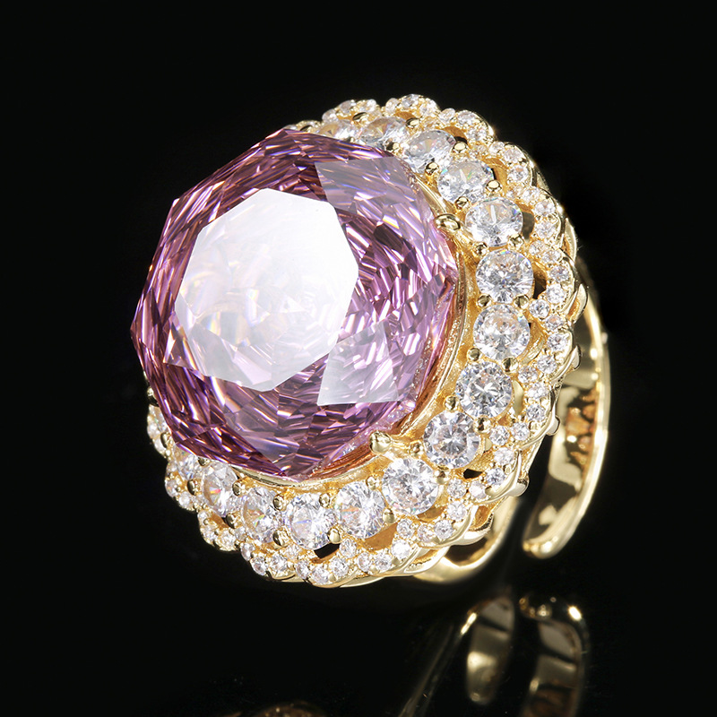 Bague ouverte en or avec rose séchée