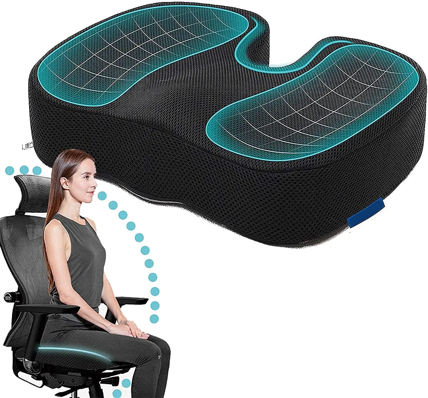 Car Wheelchair Computer and Desk Chair Contoured Posture Corrector Seat Cushion Pillow Memory Foam Seat Cushion
