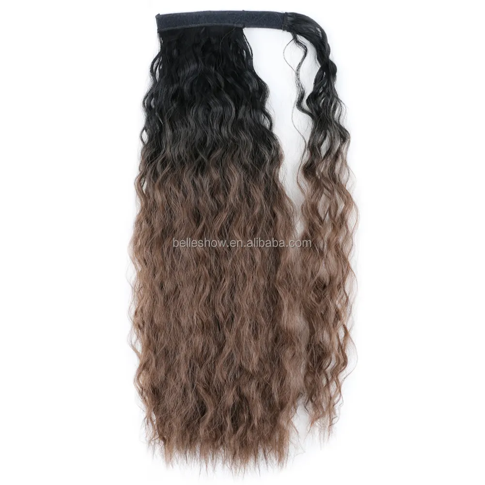 Long Fakes Haar teile Kordel zug Pferdes chwanz Extensions Corn Curly für Frauen Synthetische Hoch temperatur faser Haar verlängerung