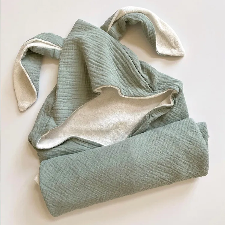 Asciugamano con cappuccio per bambini in spugna di mussola per neonati asciugamano da bagno da spiaggia accappatoio per bambini