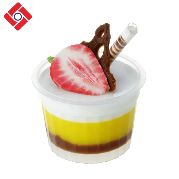 Sorvete de sobremesa plástica descartável, mini tiramisu copo gelatina com tampa