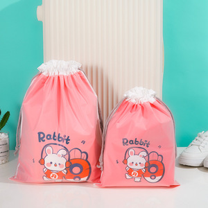 Custom Small Draw <strong>String</strong> Printed Drawstring Clothes Packaging Bag Plastic Shopping Bags for Packaging - Product Image 1