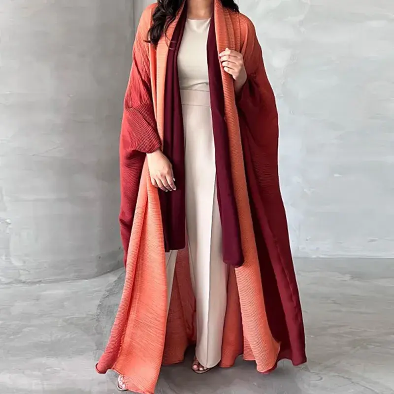 Islamische Kleidung New Abaya Designs Free Size Open Abayas Kontrast Kimono Mantel Winter Robe Abaya Frauen Muslim Kleid