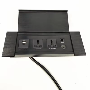 Universal Power Socket for <strong>UK</strong> US EU Aluminum Flip Power Strip with Wireless Charger IP56 Level Desk <strong>Mounted</strong> Plug for Office Use - Product Image 4