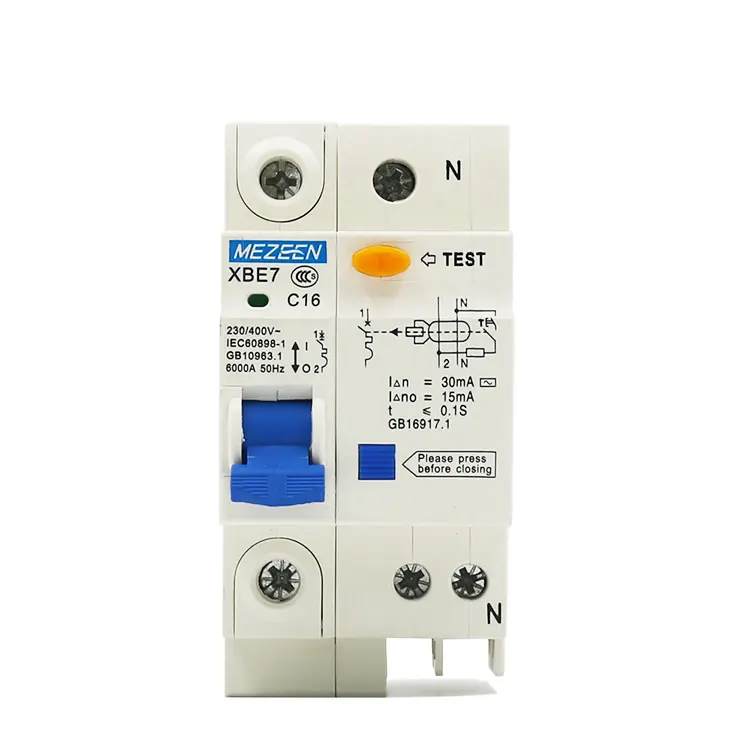 1P + N 2 Pôles 10amp 10mA 30mA 100mA 300mA nouveau type de mini disjoncteur à courant résiduel elcb rccb rcd