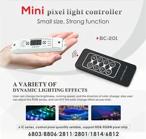 BC-201 мини программируемый пиксельный контроллер света-RGB контроллер для светодиодного пикселя с радиочастотным пультом дистанционного управления - Product Image 2
