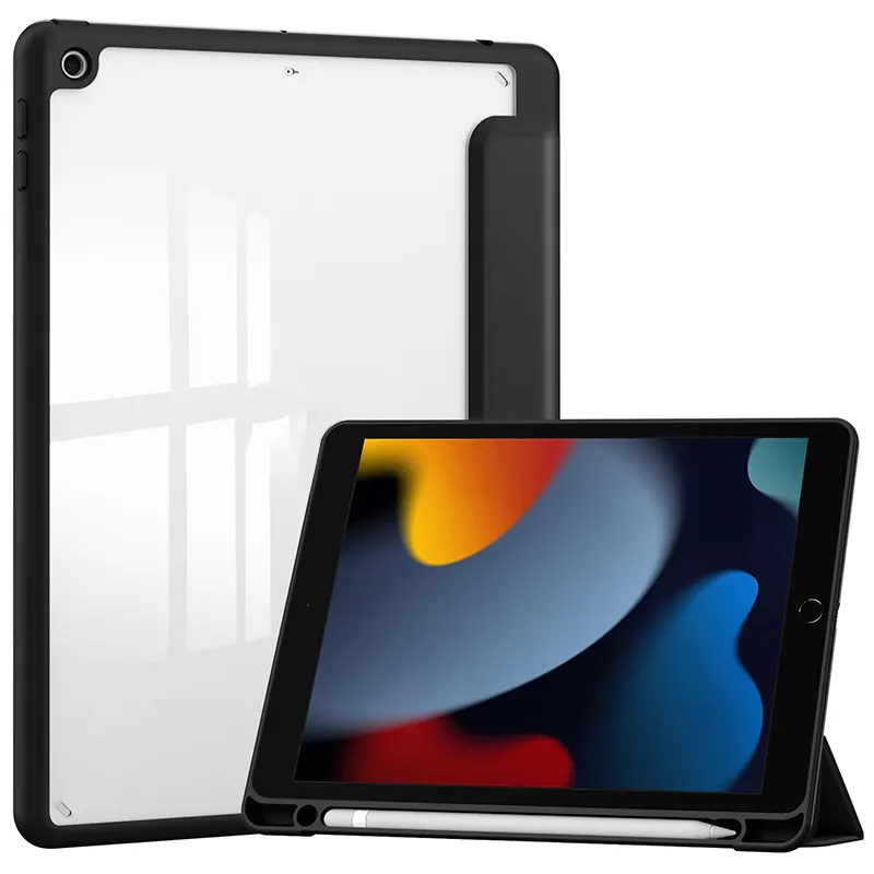 완전 투명 클리어 백 슬림 마그네틱 케이스 10.2 인치 9 세대 케이스 iPad 10.2 7 8 9 클리어 케이스