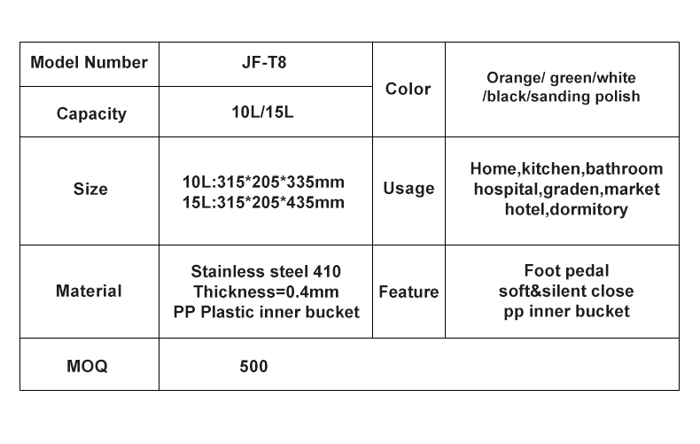 orange colorful stainless trash bin for kichen