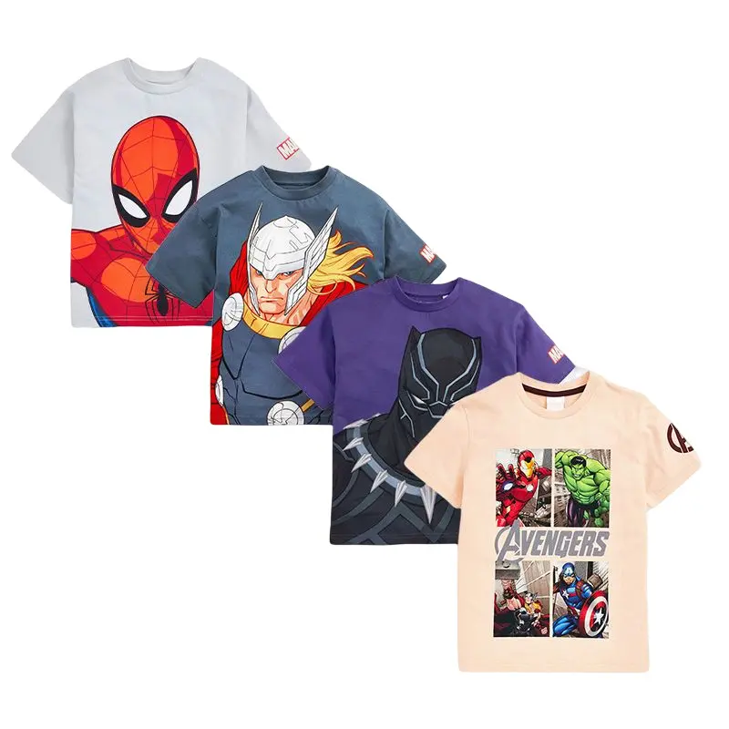 Großhandel Kinderkleidung Junge Sommerkleidung 2023 Baumwolle rundhalsausschnitt Baby-T-Shirts Karikatur bedrucktes Marvel-T-Shirt für Kinder Jungen