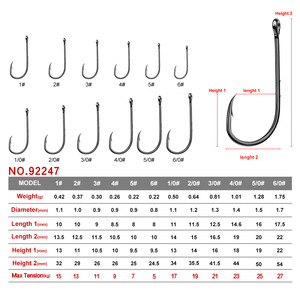 100pcs Box Circle Carp Eyed Fishing <strong>Hook</strong> <strong>Size</strong> 1-6# Ring Eye Fishhooks Fishing <strong>Hooks</strong> Single Jig Fish <strong>Hook</strong> Tackle - Product Image 1