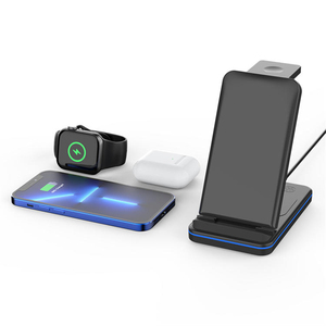 Schnell ladung Benutzer definierter Sensor 3 in 1 Licht 15W QI Schnell ladegerät Drahtloses Ladegerät für iPhone Android - Product Image 1