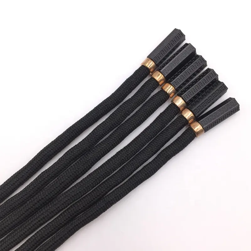 Customize tips polyester braided printed flat draw cord
