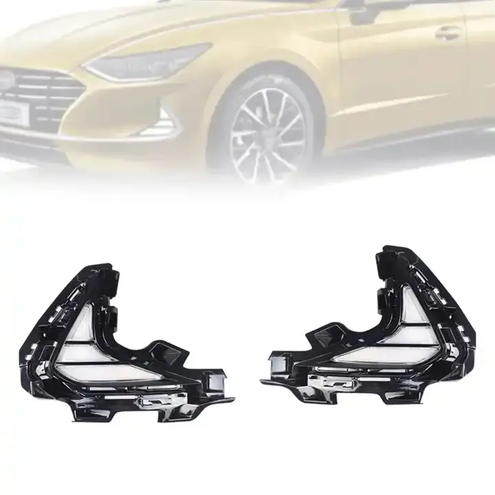 LED ön tampon gündüz koşu sis kafa lambası ışığı beyaz Amber günü Hyundai Sonata 2020 için otomatik lamba araba parçaları aksesuarları