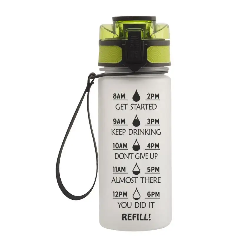 Bouteille de sport Tritan 500ml avec marqueur de temps bouteilles d'eau sans BPA avec corde