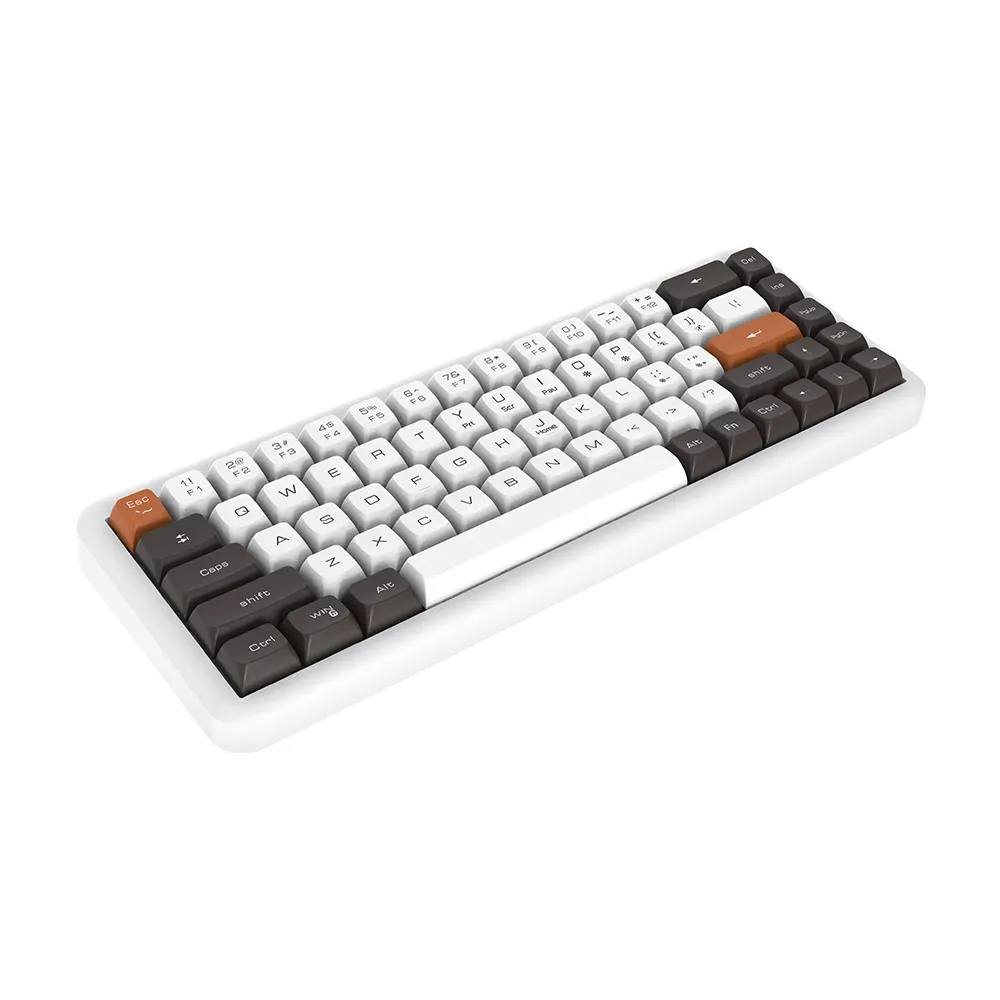 Mini özel ABS Doubleshot Keycaps mini kablosuz klavye üç mod 68 tuşları rgb kablosuz membran klavyeler