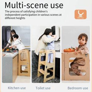 ソリッドウッド折りたたみ式安全ステップスツールキッズテーブルキッチン学習タワー幼児用ダイニング病院用寝室用学校用 - Product Image 2